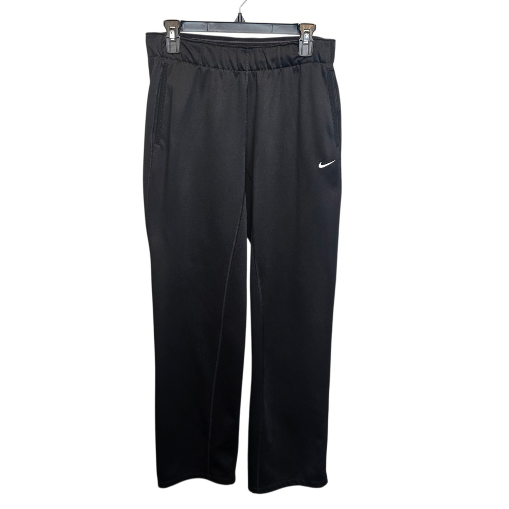 Nike Therma Training Pants Mens S Black Fleece Lined Straight Leg Cinch Leg